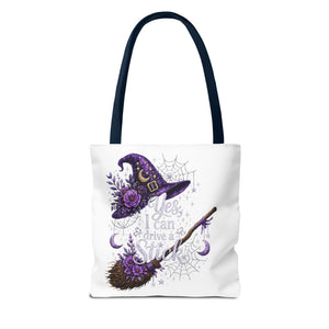 Yes I Can Drive a Stick Halloween Tote Bag | All-Over Print Printify