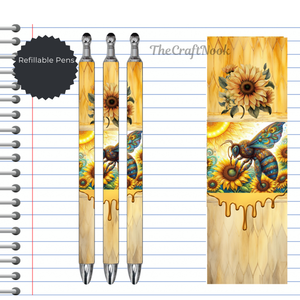 Refillable Pens, Honeybee Images. Bee happy while you write. Multiple options and Images available TheCraftNook
