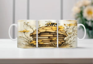 Buzzing Into the Day Honeybee Coffee Mugs. Two size options. Multiple images to choose. TheCraftNook