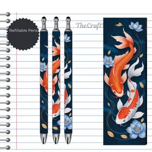Koi Fish Refillable Pens, multiple options and Images available. TheCraftNook