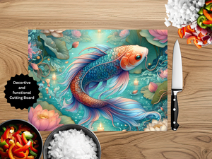Koi Fish Glass Cutting Board - Tempered Glass Kitchen Board TheCraftNook