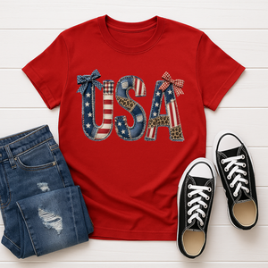 USA Faux Patchwork T-Shirt TheCraftNook