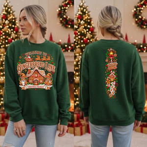Gingerbread Lane Christmas Sweatshirt – Front & Back Graphics TheCraftNook