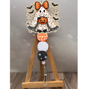 Cute Ghost Badge Pull – Glitter Lanyard Accessory TheCraftNook