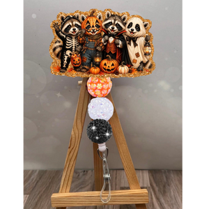 Halloween Raccoon Crew Badge Pull – Glitter Lanyard Accessory TheCraftNook