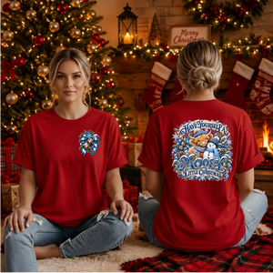 Blue Mooey Christmas T-Shirt Pocket and Back Graphics TheCraftNook