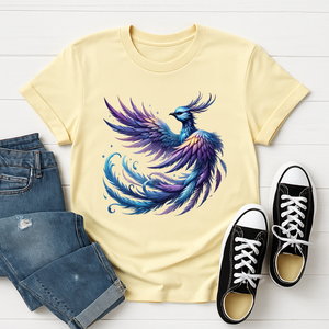 Blue Phoenix T-Shirt - Mystical Ice Fire Bird Rising Tee TheCraftNook
