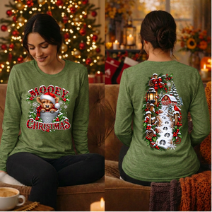 Mooey Christmas Long Sleeve Tee Front and Back Graphics TheCraftNook