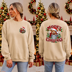 Mooey Christmas Sweatshirt Pocket and Back Graphics TheCraftNook