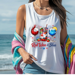 Red Wine Blue Tank Top | Funny Patriotic 4th of July Shirt TheCraftNook