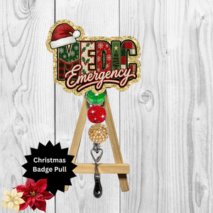 Emergency Medic Christmas Glitter Badge Pull | Badge Reel TheCraftNook