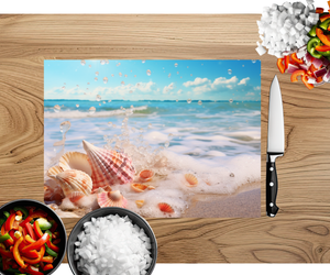 Beach Vibes Glass cutting boards. Multiple images Available. TheCraftNook