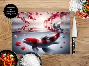 Koi Fish Glass Cutting Board - Tempered Glass Kitchen Board TheCraftNook