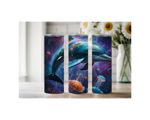 Splash of Happiness Dolphin – 20 oz Stainless-Steel Tumblers. Multiple Sizes and Images Available. TheCraftNook