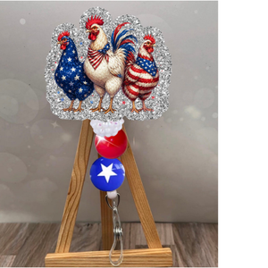 Patriotic Chickens Badge Pull TheCraftNook
