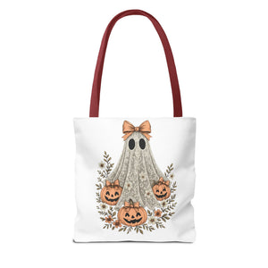 Lacey Ghost Halloween Cottagecore Tote Bag Printify