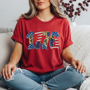 Faux Patchwork 1776 Tee | Vintage Patriotic American Flag Shirt TheCraftNook