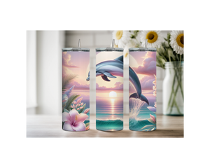 Splash of Happiness Dolphin – 20 oz Stainless-Steel Tumblers. Multiple Sizes and Images Available. TheCraftNook