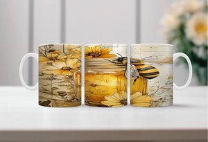 Buzzing Into the Day Honeybee Coffee Mugs. Two size options. Multiple images to choose. TheCraftNook