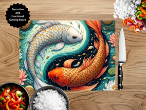 Koi Fish Glass Cutting Board - Tempered Glass Kitchen Board TheCraftNook