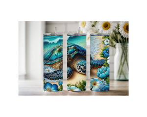 20 oz sip and surf Sea turtle Tumblers, Multiple images to choose from, with or without handle and speakers. TheCraftNook