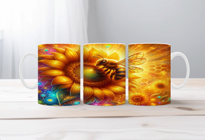Buzzing Into the Day Honeybee Coffee Mugs. Two size options. Multiple images to choose. TheCraftNook