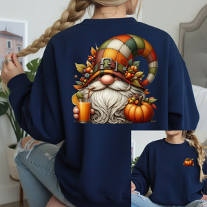 Pumpkin Spice Gnome Sweatshirt with Pocket & Back Graphic TheCraftNook