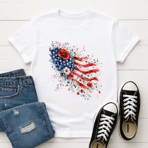 Floral American Flag Tee TheCraftNook