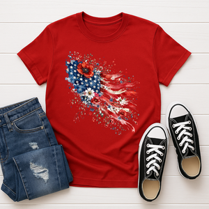 Floral American Flag Tee TheCraftNook