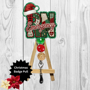 RN Emergency Christmas Glitter Badge Pull | Badge Reel TheCraftNook