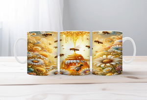 Buzzing Into the Day Honeybee Coffee Mugs. Two size options. Multiple images to choose. TheCraftNook