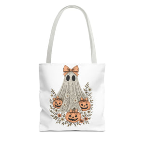 Lacey Ghost Halloween Cottagecore Tote Bag Printify