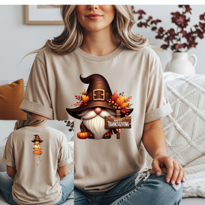Thanksgiving Gnome T -Shirt– Front & Back Holiday Graphic T-Shirt TheCraftNook