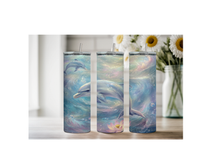 Splash of Happiness Dolphin – 20 oz Stainless-Steel Tumblers. Multiple Sizes and Images Available. TheCraftNook