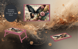 Butterfly Folding TV Trays - Handcrafted Wooden Serving Trays with Glitter TheCraftNook