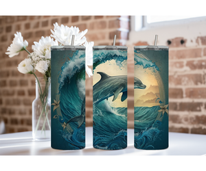 Splash of Happiness Dolphin – 20 oz Stainless-Steel Tumblers. Multiple Sizes and Images Available. TheCraftNook