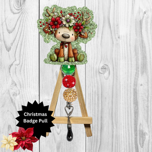 Reindeer Glitter Badge Pull | Badge Reel TheCraftNook