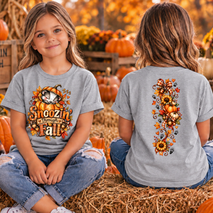 Kids Snoozing Through Fall Front & Back Youth T-Shirt TheCraftNook
