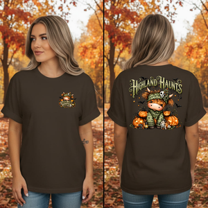 Highland Haunt T-Shirt – Pocket & Full Back Graphics TheCraftNook