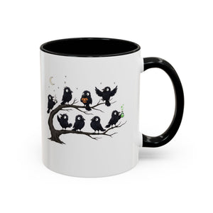 Local Murder Accent Coffee Mug — Cute Crow Flock "Not A Real Murder" Illustration Printify