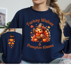 Turkey Wishes Long Sleeve – Front & Back Design TheCraftNook