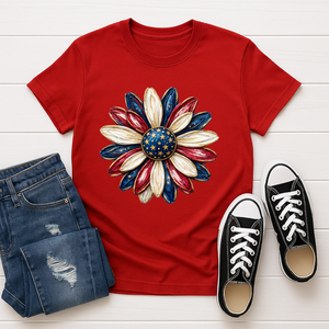 Patriotic Daisy Tee TheCraftNook