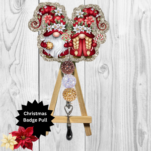 Cute Poinsettia Gnome Badge Pulls TheCraftNook