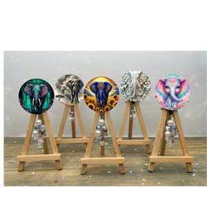 Elephant badge pulls. Multiple Images available. Add beads or shimmer glitter options. TheCraftNook