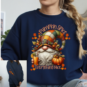 Pumpkin Spice Gnome Long Sleeve Tee with Sleeve Print TheCraftNook