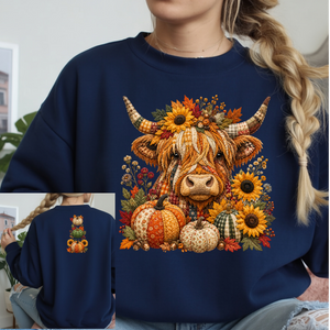 Fall Patchwork Long Sleeve Tee – Front & Back Graphics TheCraftNook