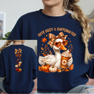 Cute Cozy Duck Graphic Sweatshirt Front & Back Graphic TheCraftNook