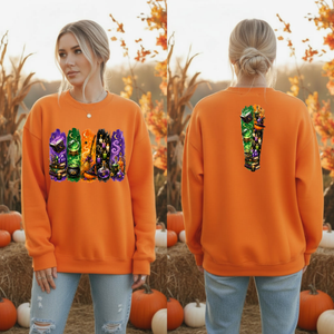 Autumn Alchemy Sweatshirt – Witchy Halloween Crewneck with Front & Back Cauldron, Spell Books & Potions Design TheCraftNook