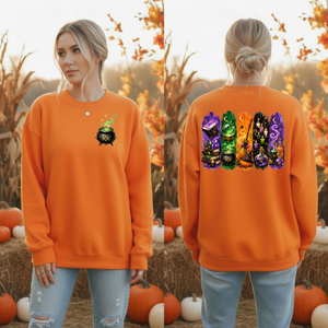 Autumn Alchemy Sweatshirt – Witchy Halloween Crewneck with Pocket & Back Design TheCraftNook