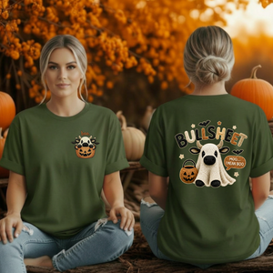 Bullsheet Halloween Faux Crochet T-Shirt – Pocket & Back Graphics TheCraftNook